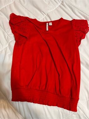 Girls Cato Bright Red Knit Crewneck Top